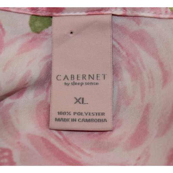 Cabernet Pink Floral Satin Slip Dress Rose Lingerie Coquette Pockets Size XL - Picture 4 of 8
